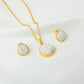 White Lotus Natural Stone Gold Plated Silver Set
