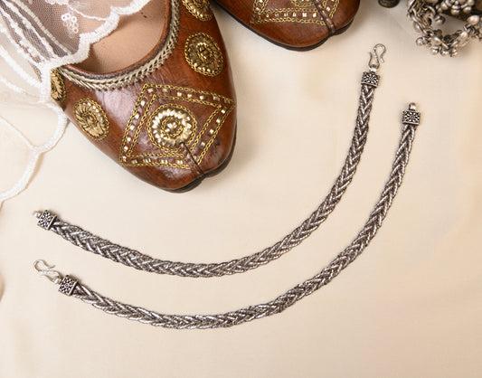 Braided Silver Anklets