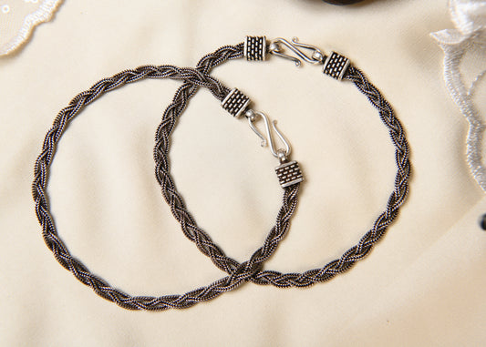 Braided Silver Anklets