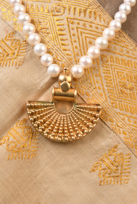 Padma Pearl And Gold Plated Silver Pendant