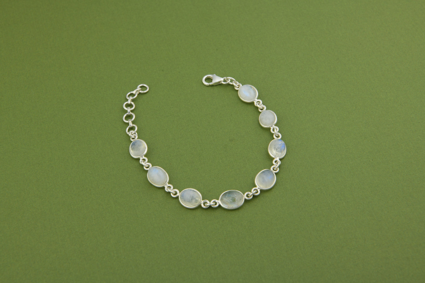 Oval Moonstones Silver Bracelet