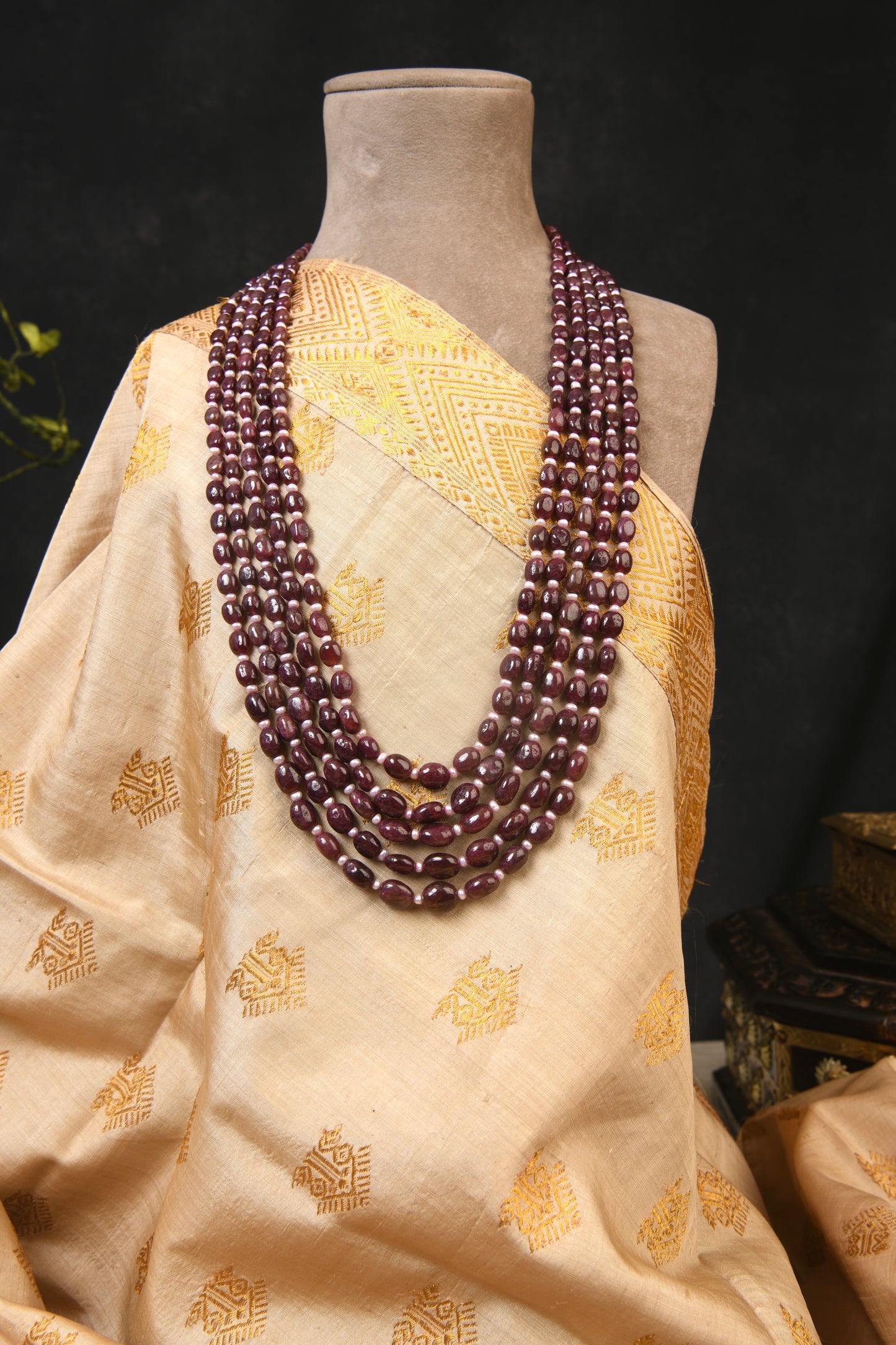 Pearl Rubies Multi Layered Necklace