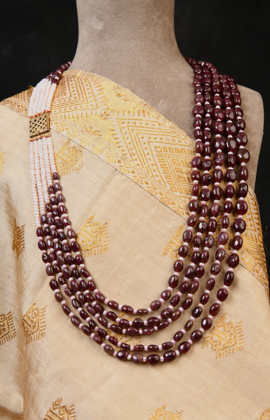 Pearl Rubies Multi Layered Necklace