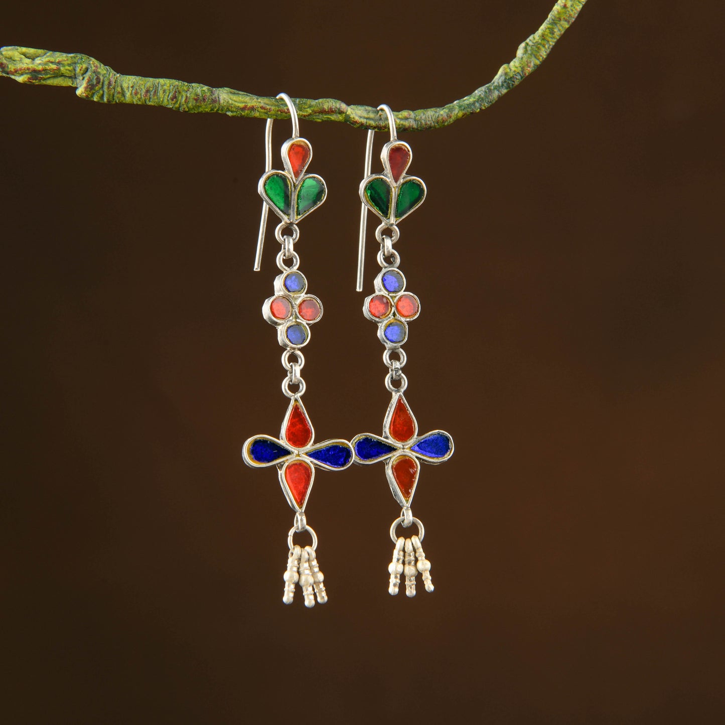 Padma Madhu Chandrika Silver Mirror Earrings