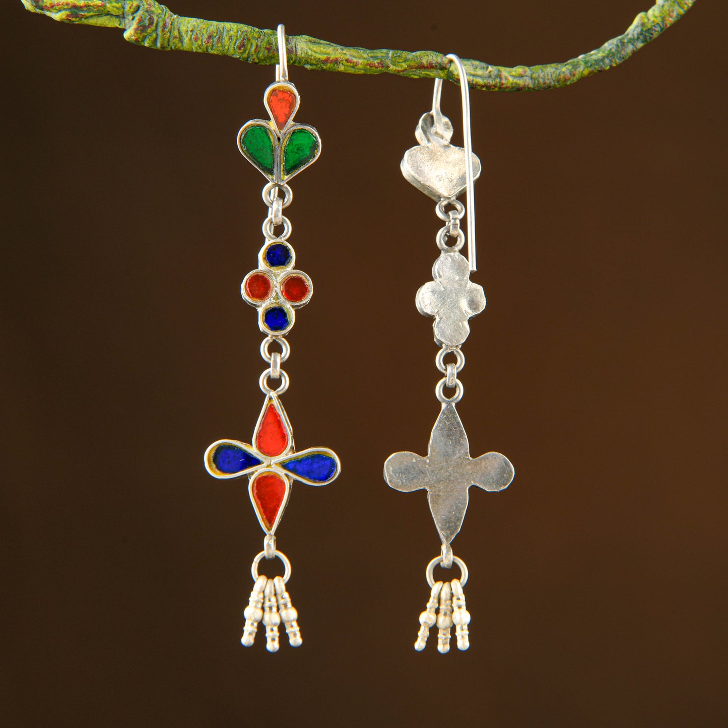Padma Madhu Chandrika Silver Mirror Earrings