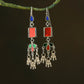 Silver Ruby Red Glass Earrings