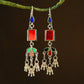 Silver Ruby Red Glass Earrings