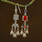 Silver Ruby Red Glass Earrings