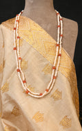 Long Styling Pearl Carnelian Necklace