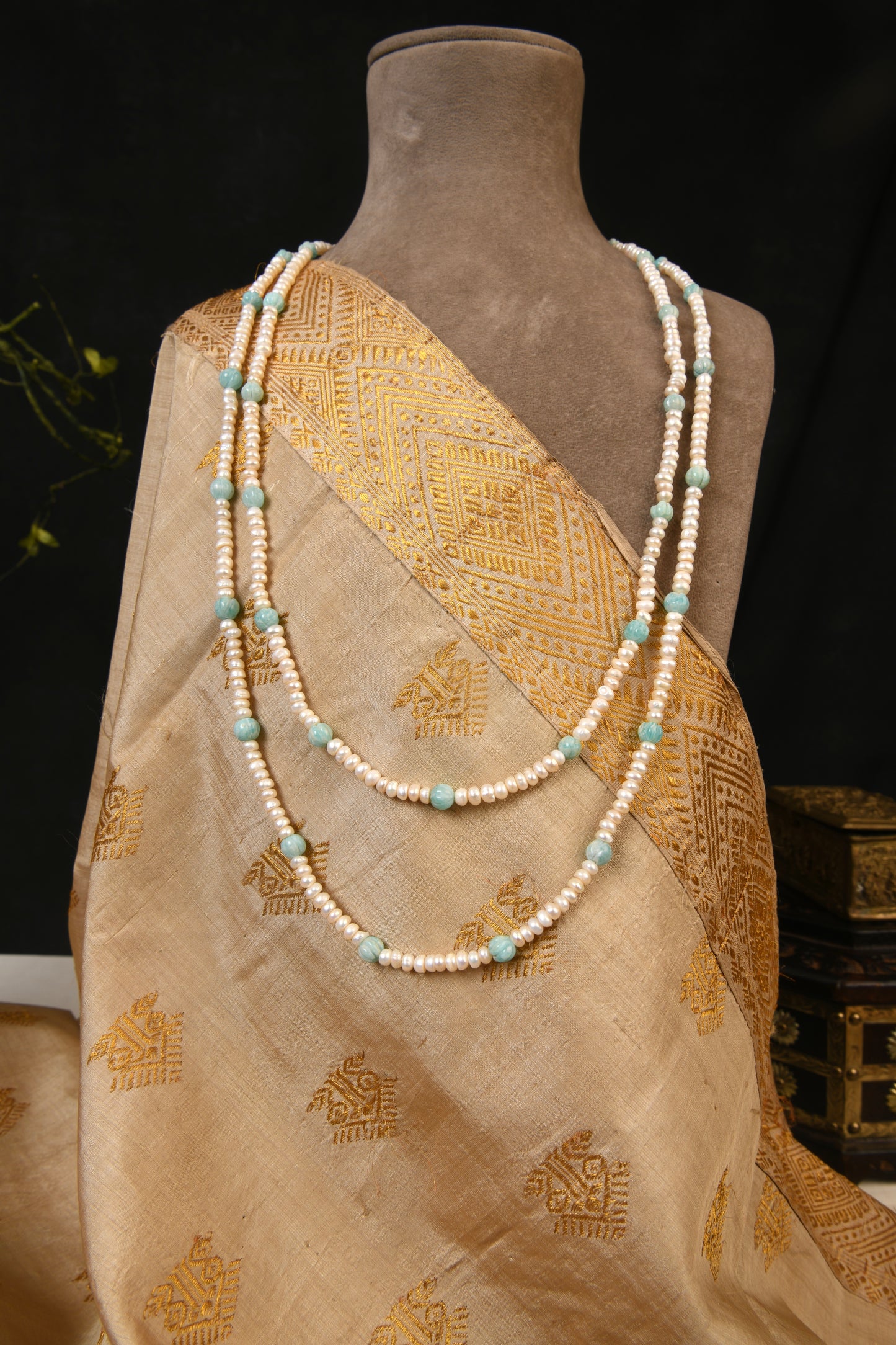 Pearl Amazonite Long Styling Necklace