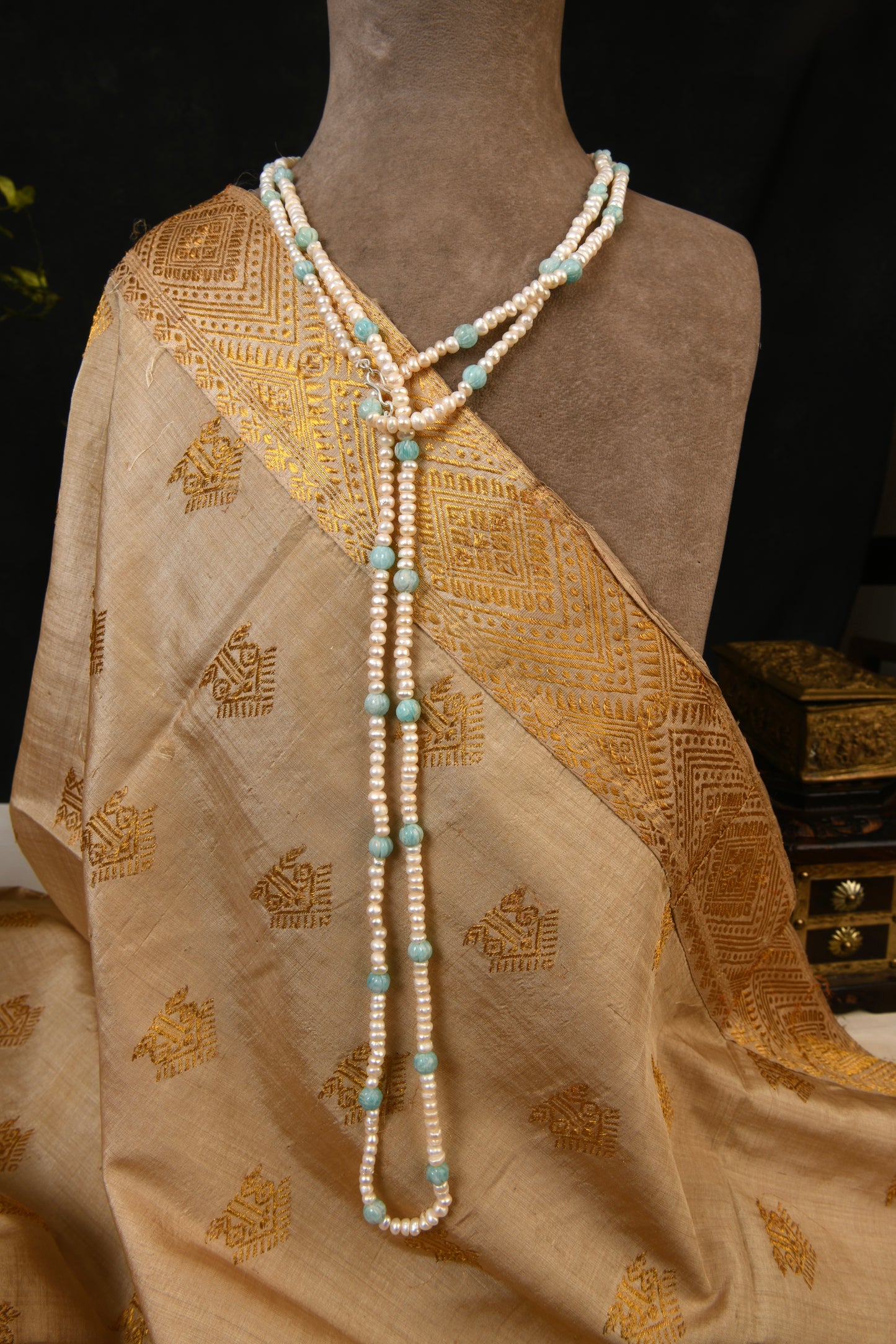 Pearl Amazonite Long Styling Necklace