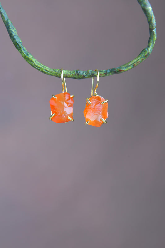 Uncut Carnelian Drop Earrings