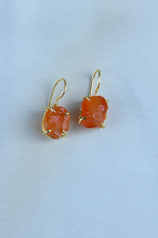 Uncut Carnelian Drop Earrings