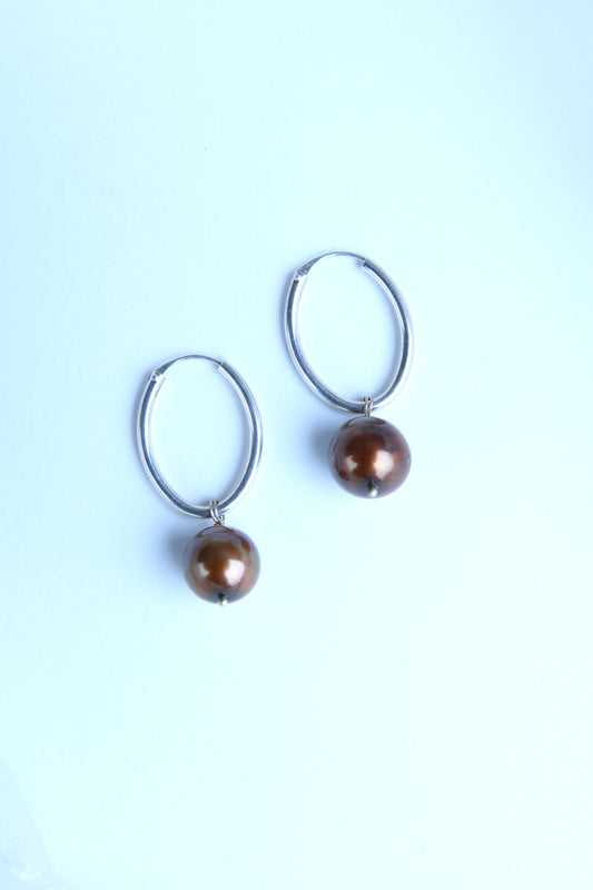 Mocha Pearl Oval Hoops