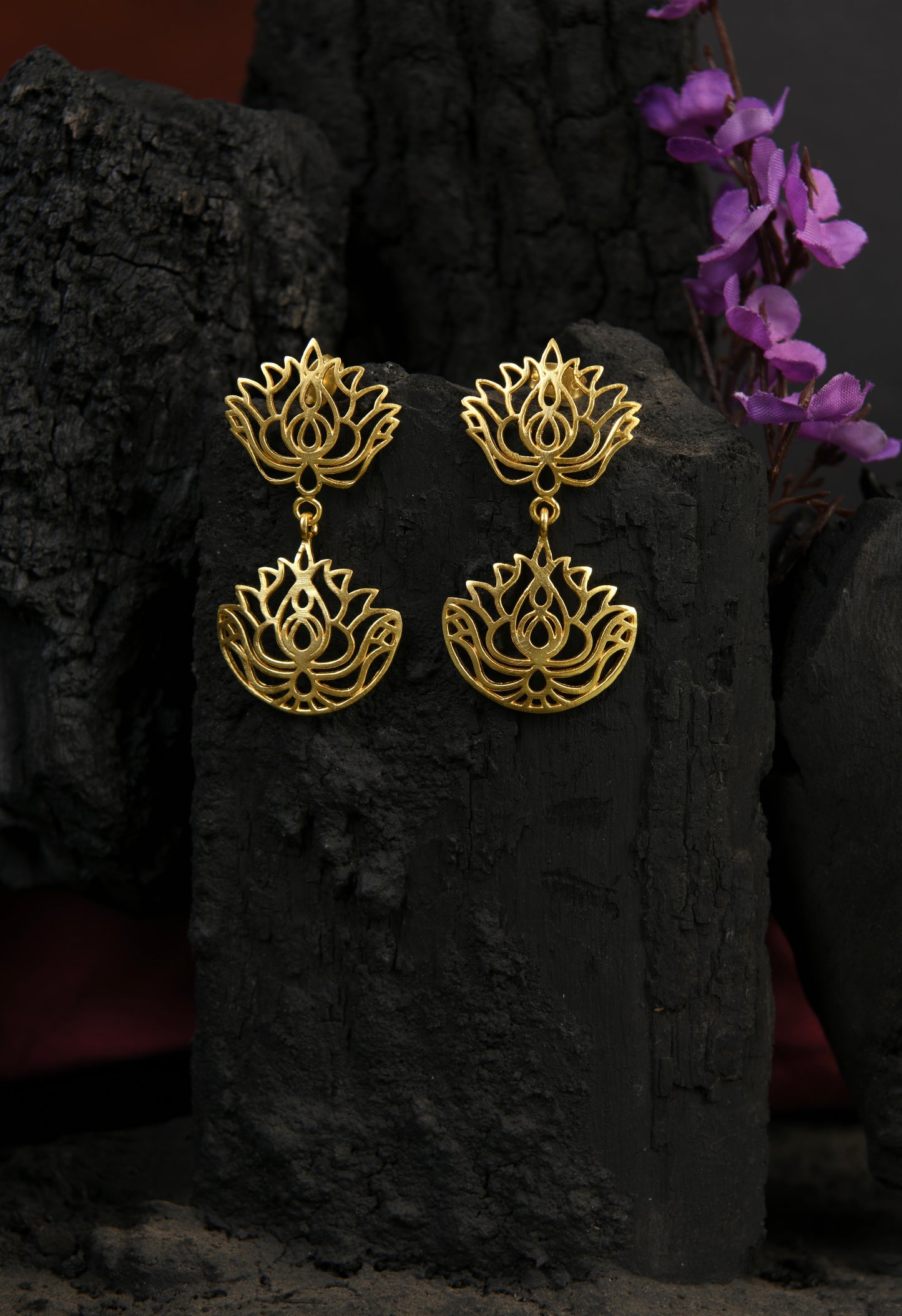 Lotus Blossom Filigree Earrings