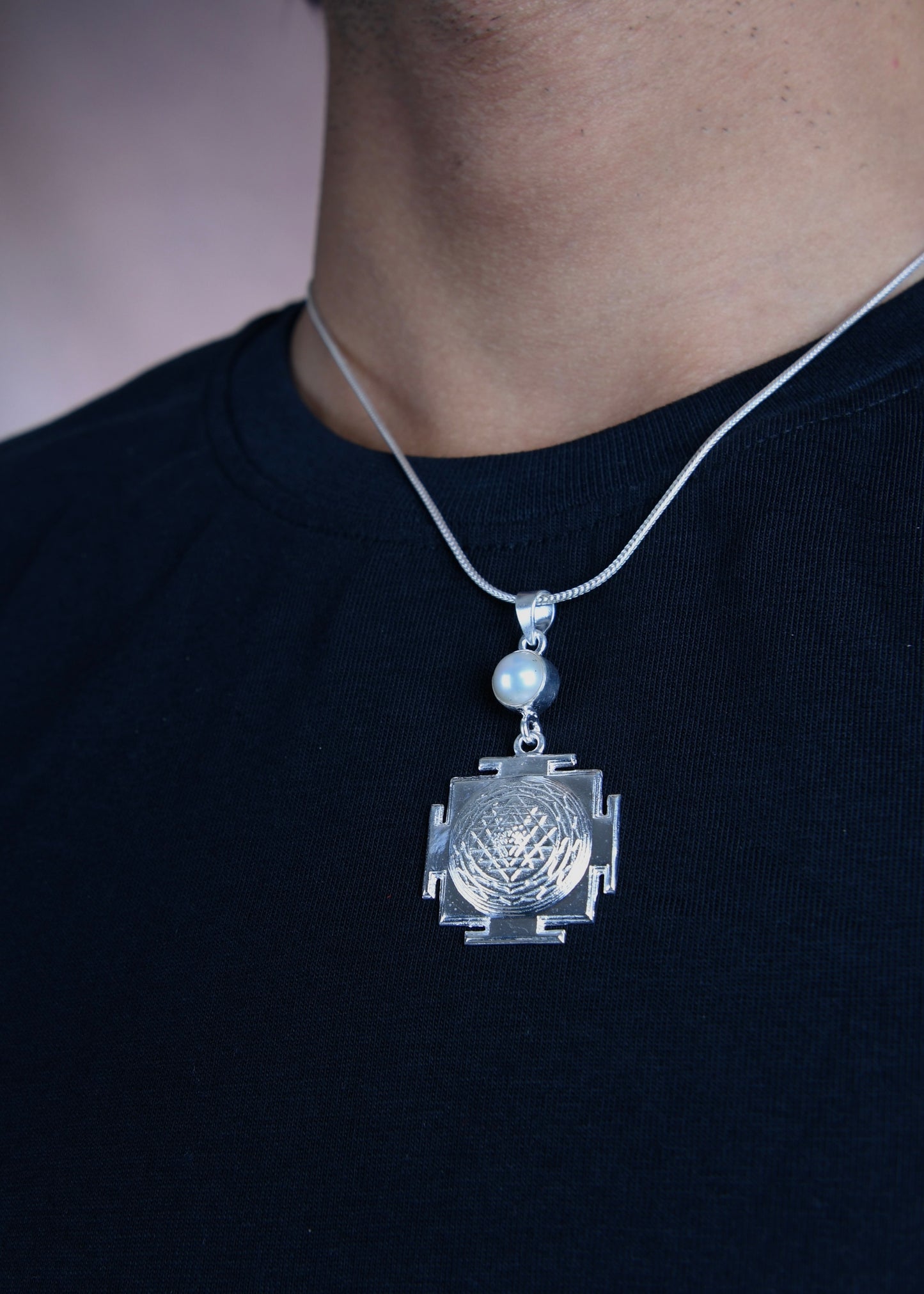 Sri Yantra With Pearl Pendant