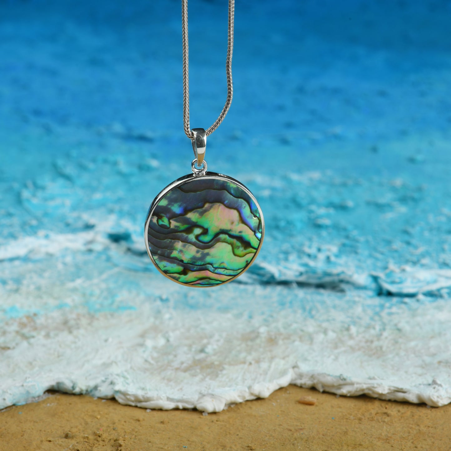 Sea Fern Abalone Silver Pendant