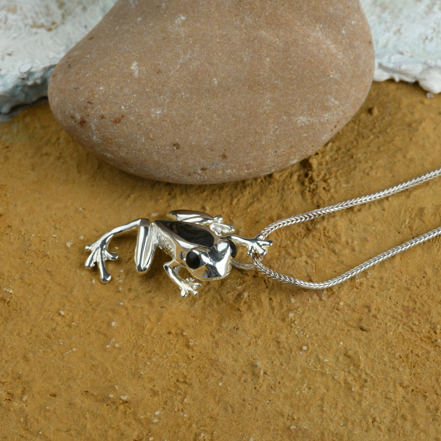 Leaping Frog Abalone Silver Pendant