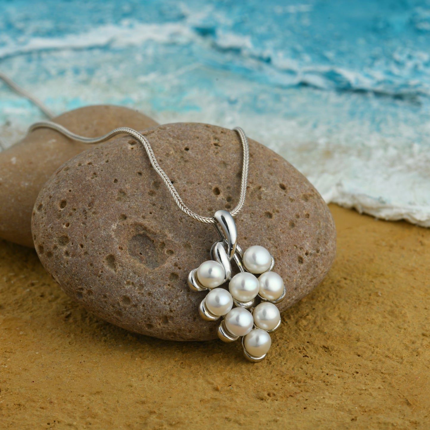 Freshwater Pearl Grapes Silver Pendant