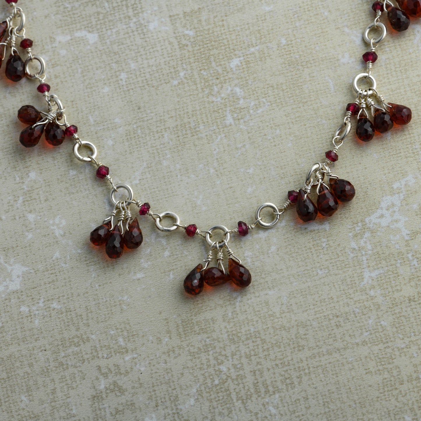 Garnets and Silver Dainty Necklace