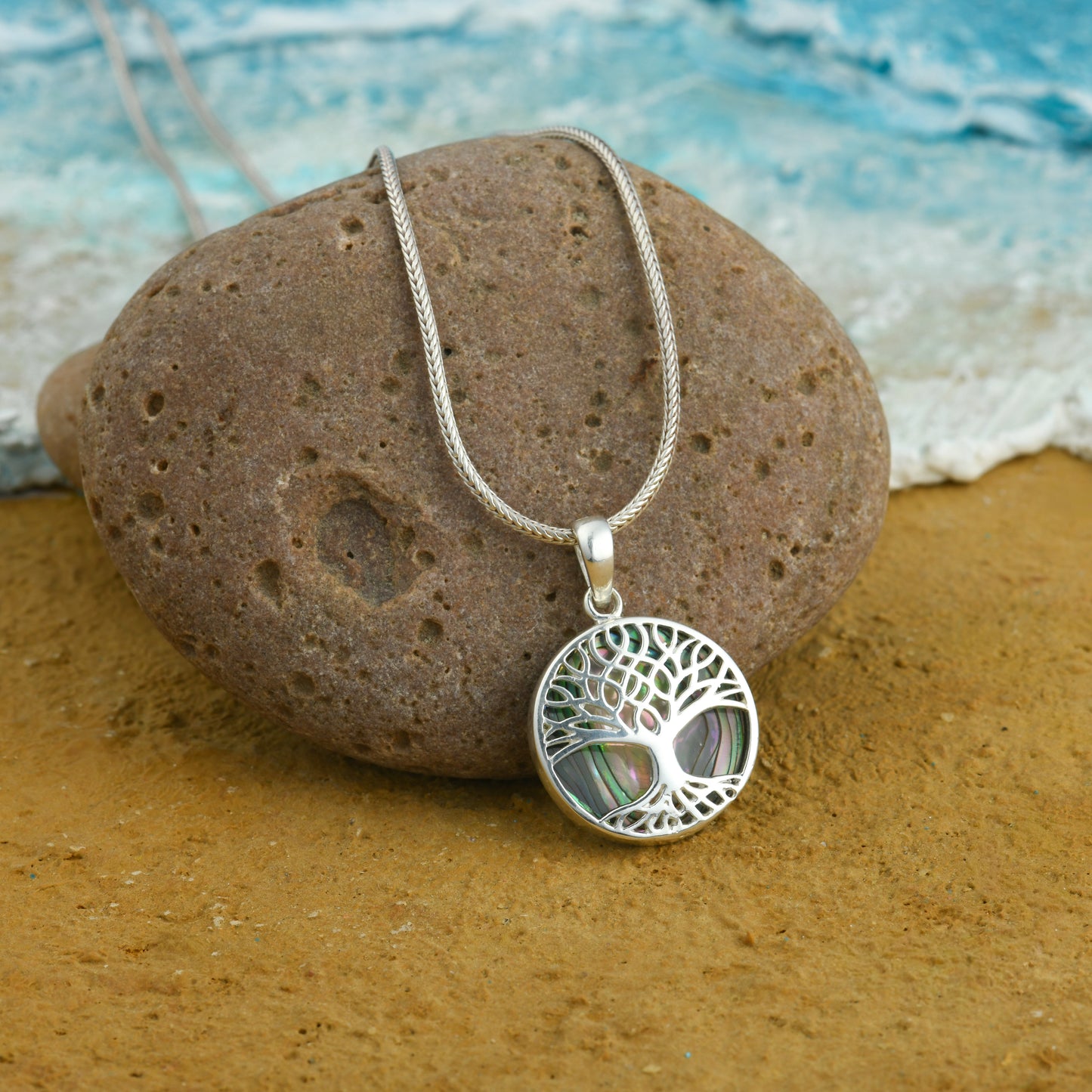 Tree Of Life Silver Abalone Pendant