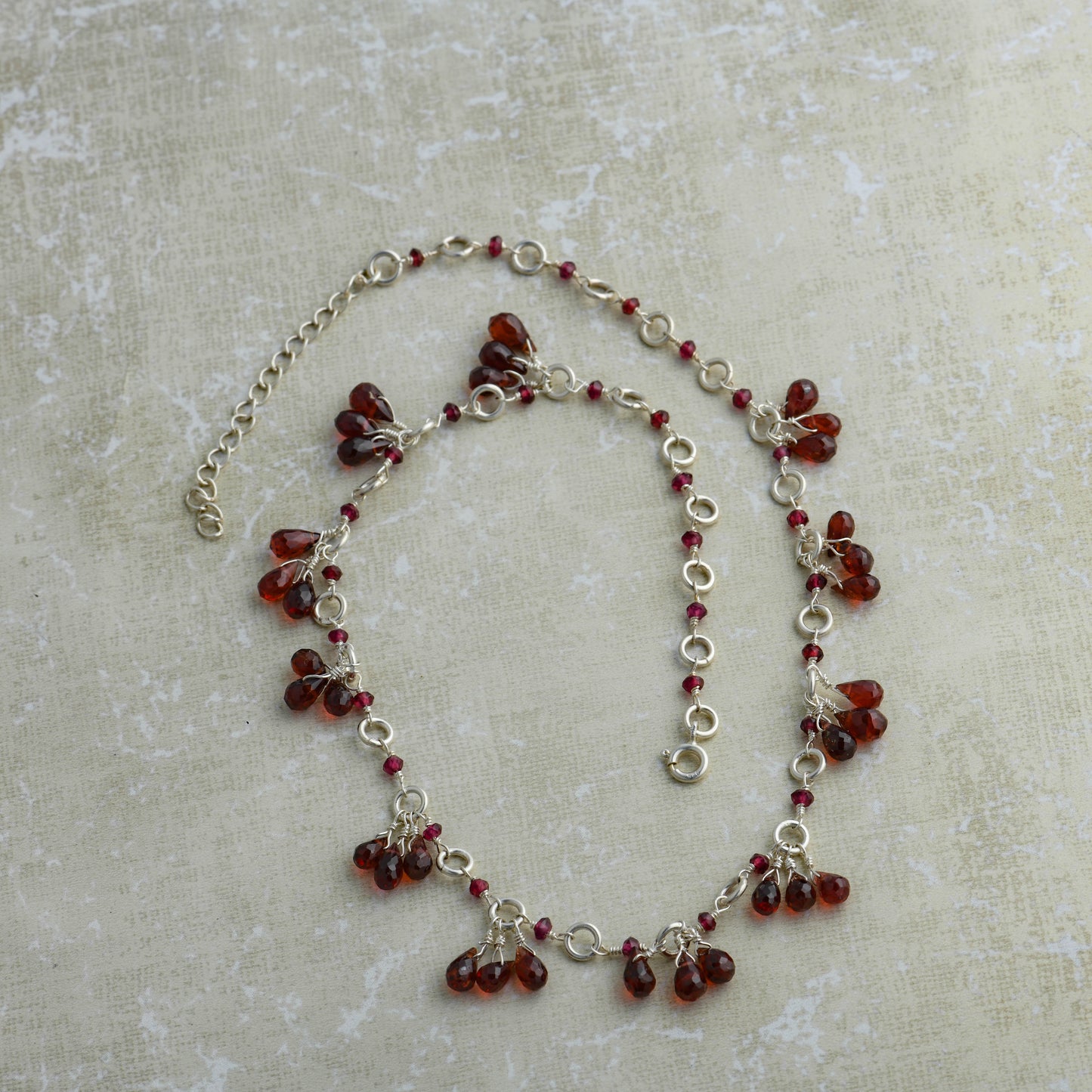Garnets and Silver Dainty Necklace