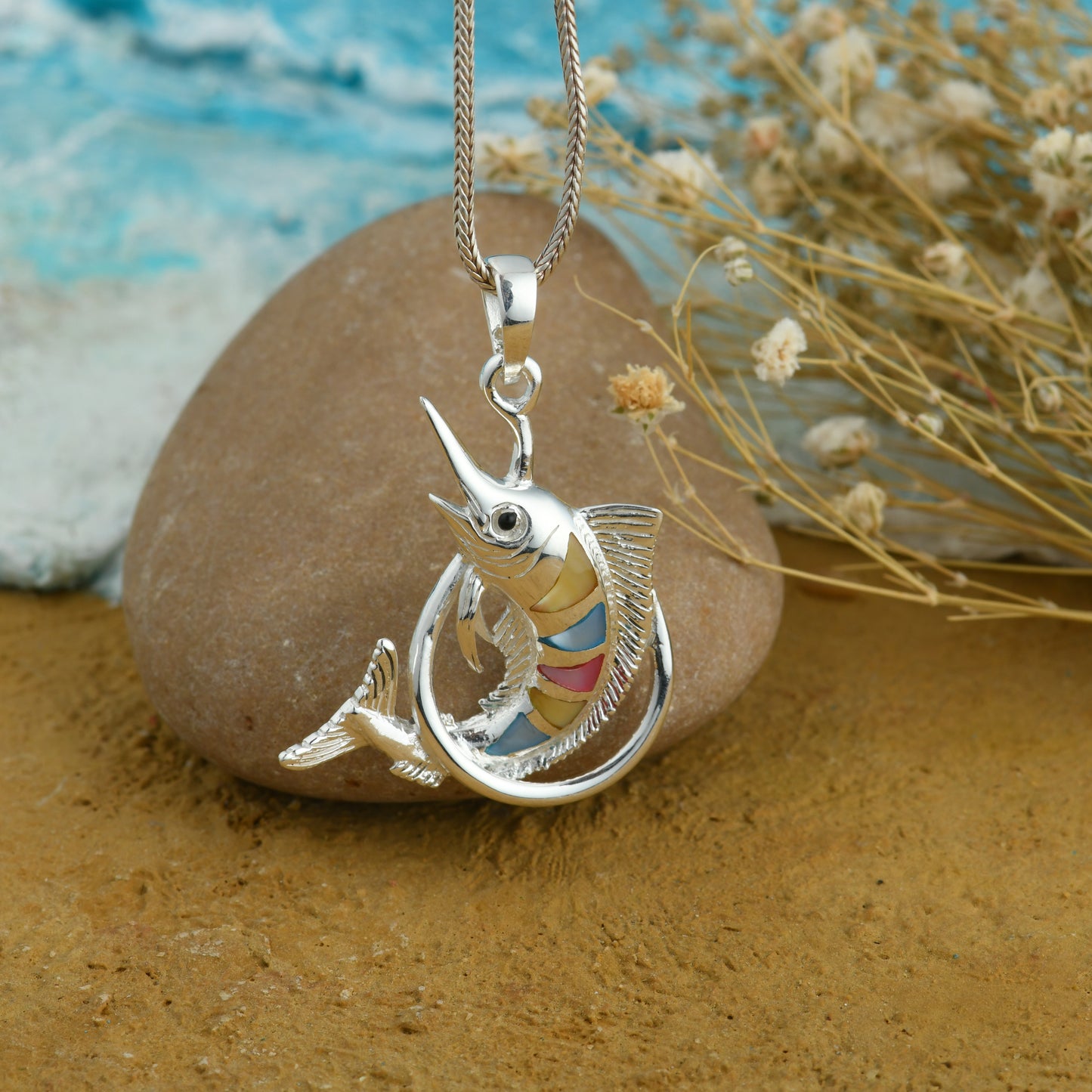 Unicorn Fish MOP And Silver Pendant