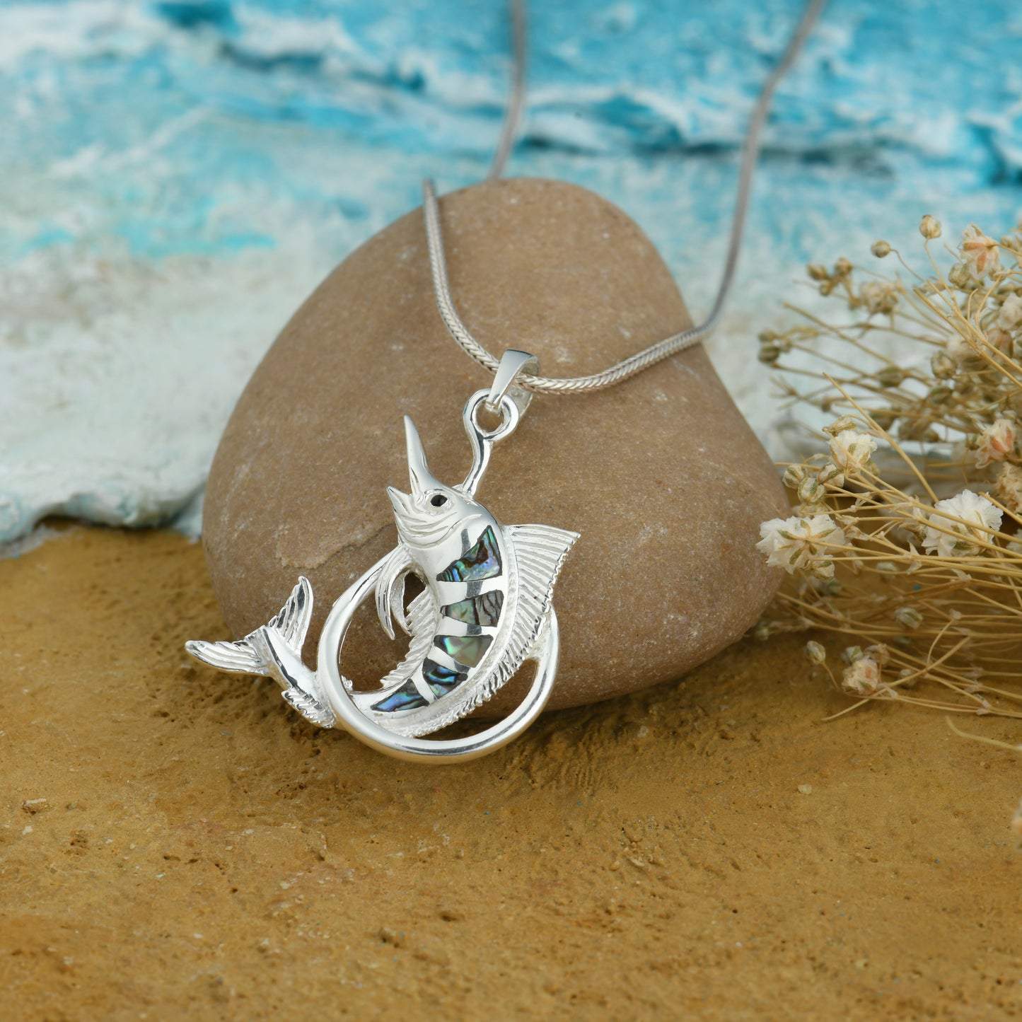 Unicorn Fish MOP And Silver Pendant