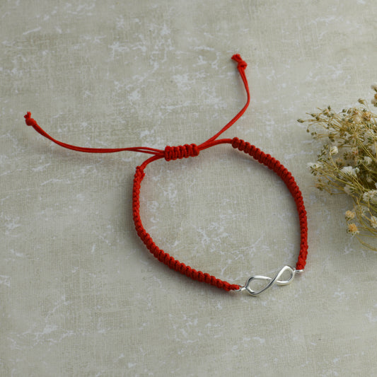Red Thread Silver Infinity Anklet