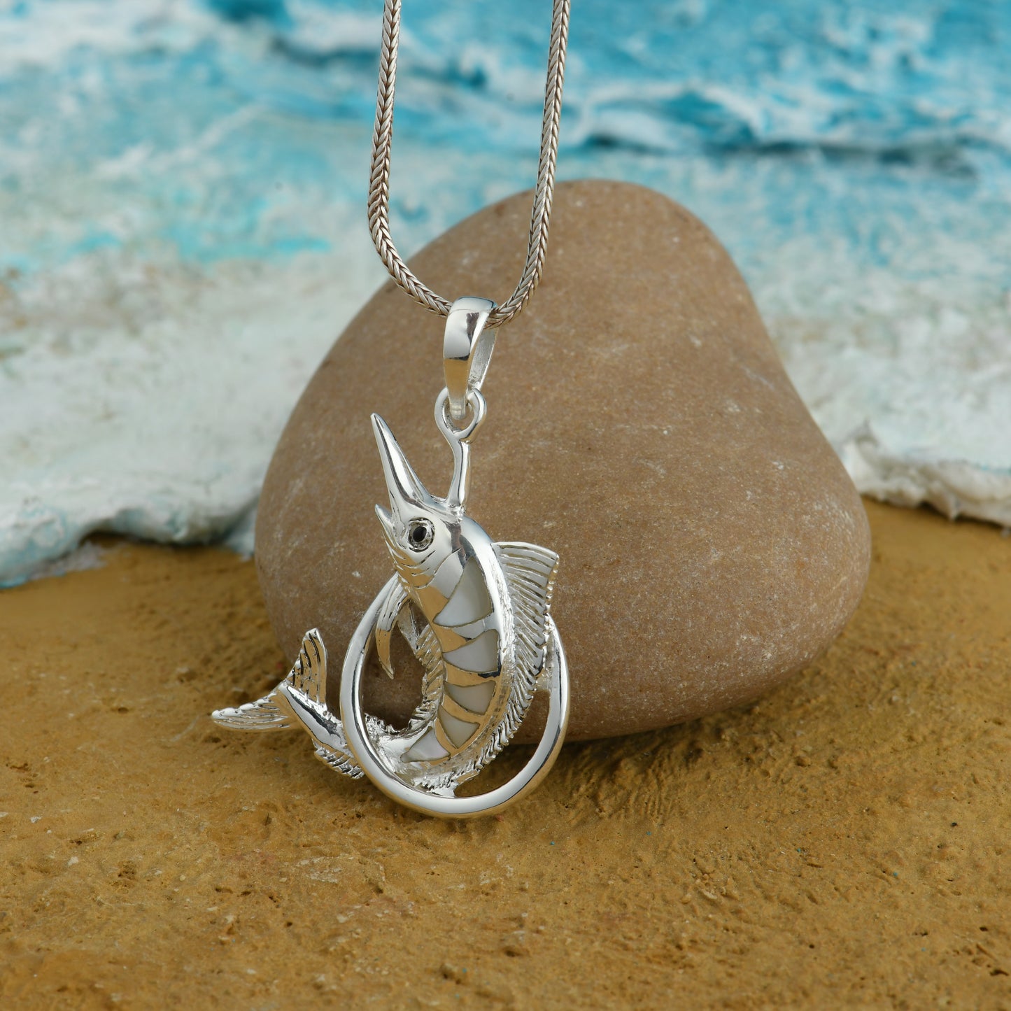 Unicorn Fish MOP And Silver Pendant