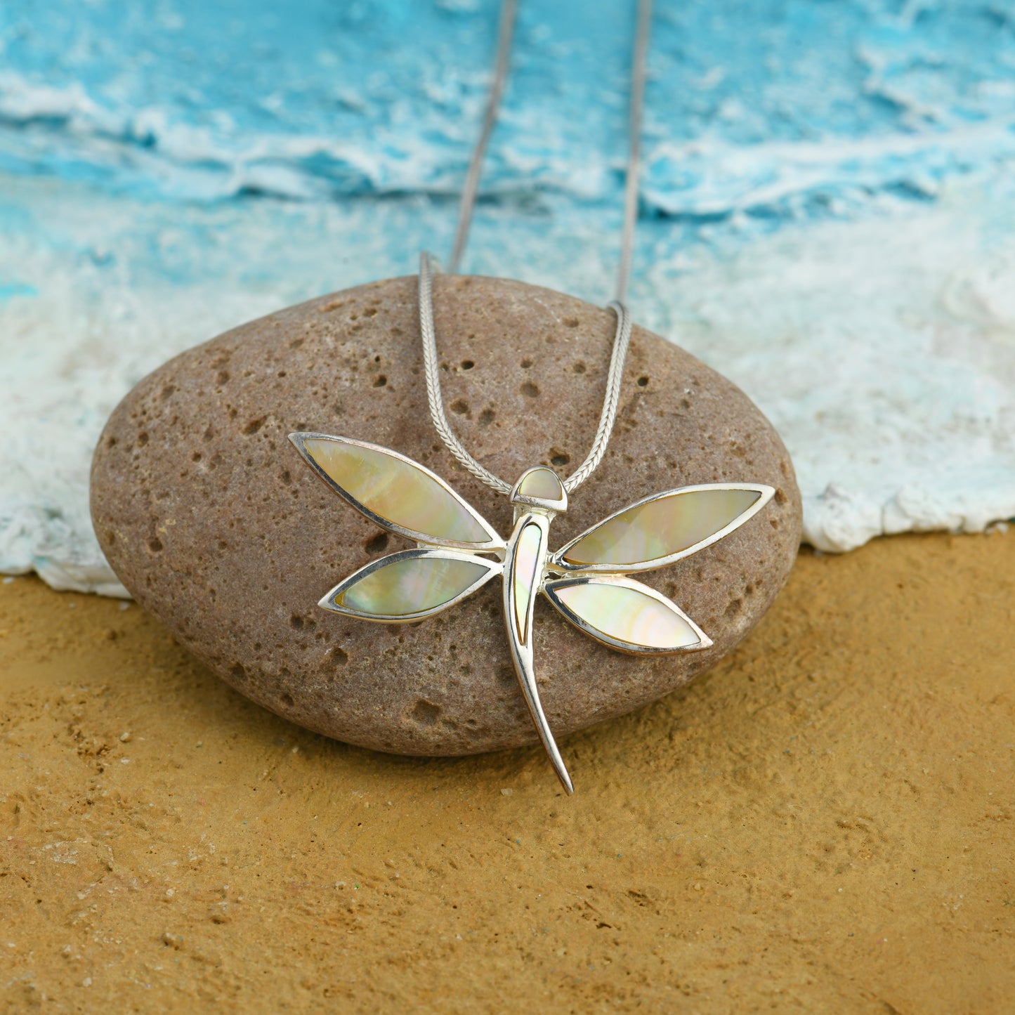 Dragon Fly MOP Silver Pendant
