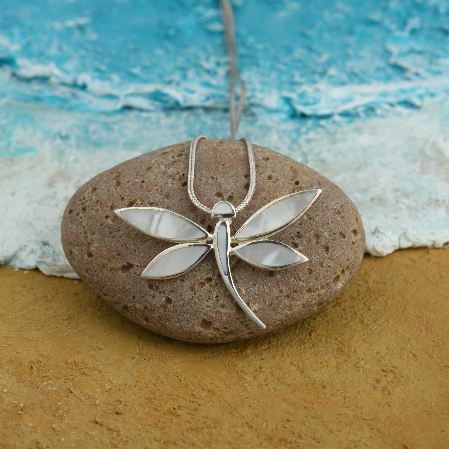 Dragon Fly MOP Silver Pendant