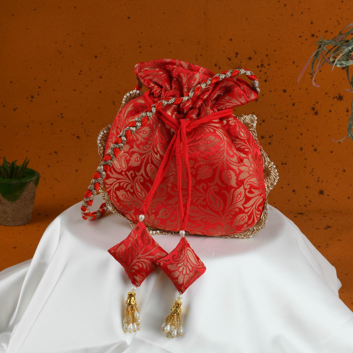 Red Brocade Potli