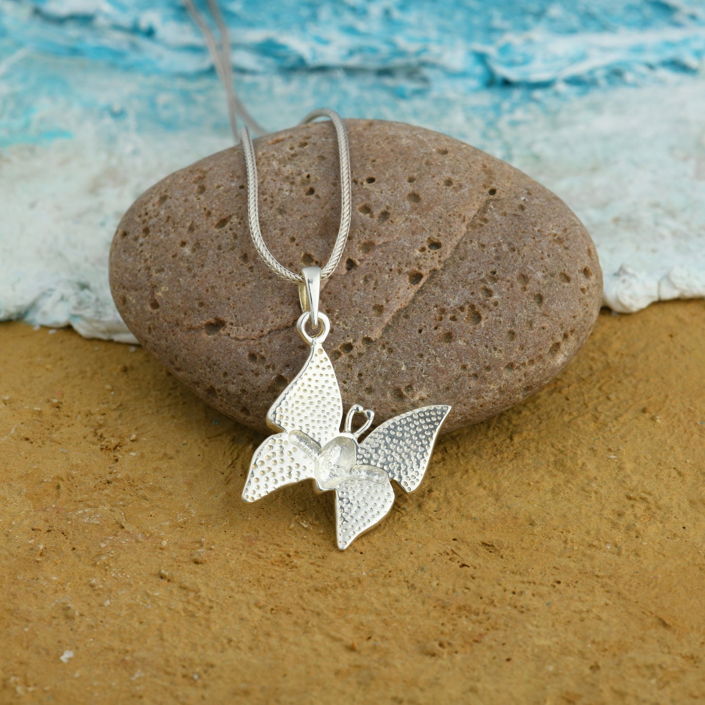 Swanky Butterfly Mother Of Pearl Silver Pendant