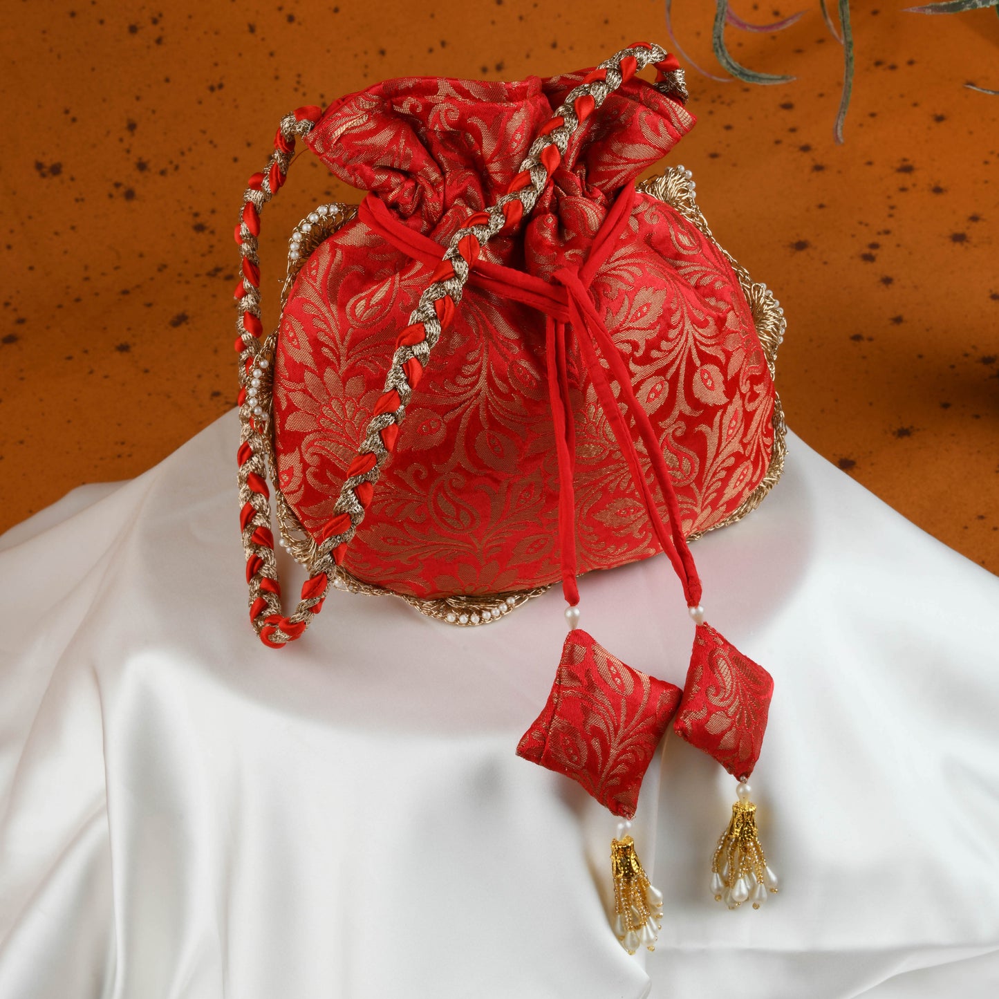 Red Brocade Potli