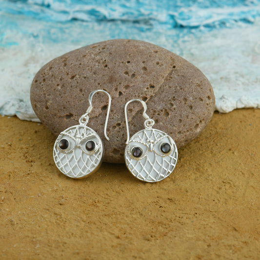 Little Owls MOP And Silver Earrings