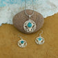 Turquoise Filigree Silver Pendant Earrings Set