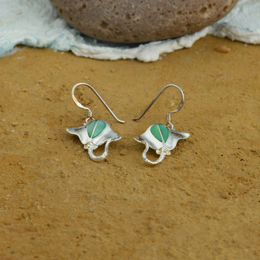 Tail Fish Silver MOP Earrings