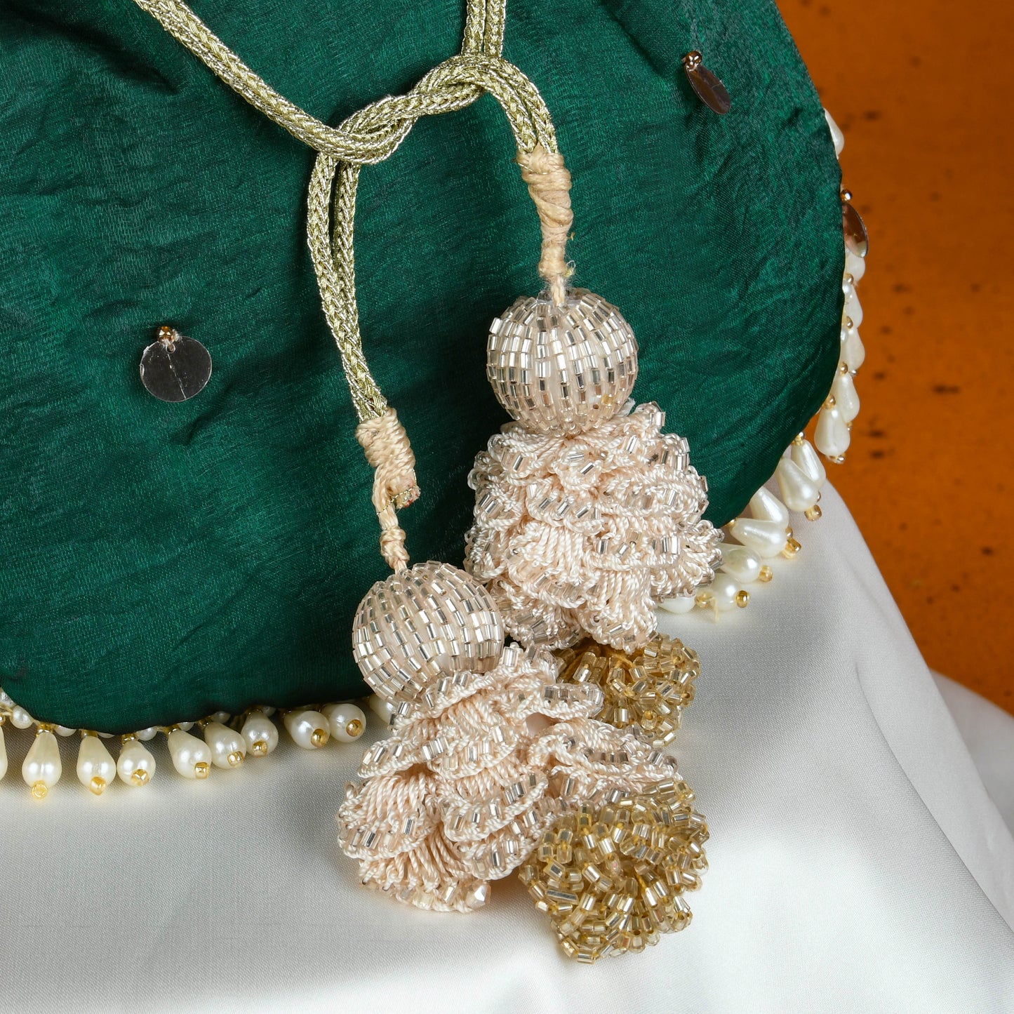 Bottle Green Sequinned Potli