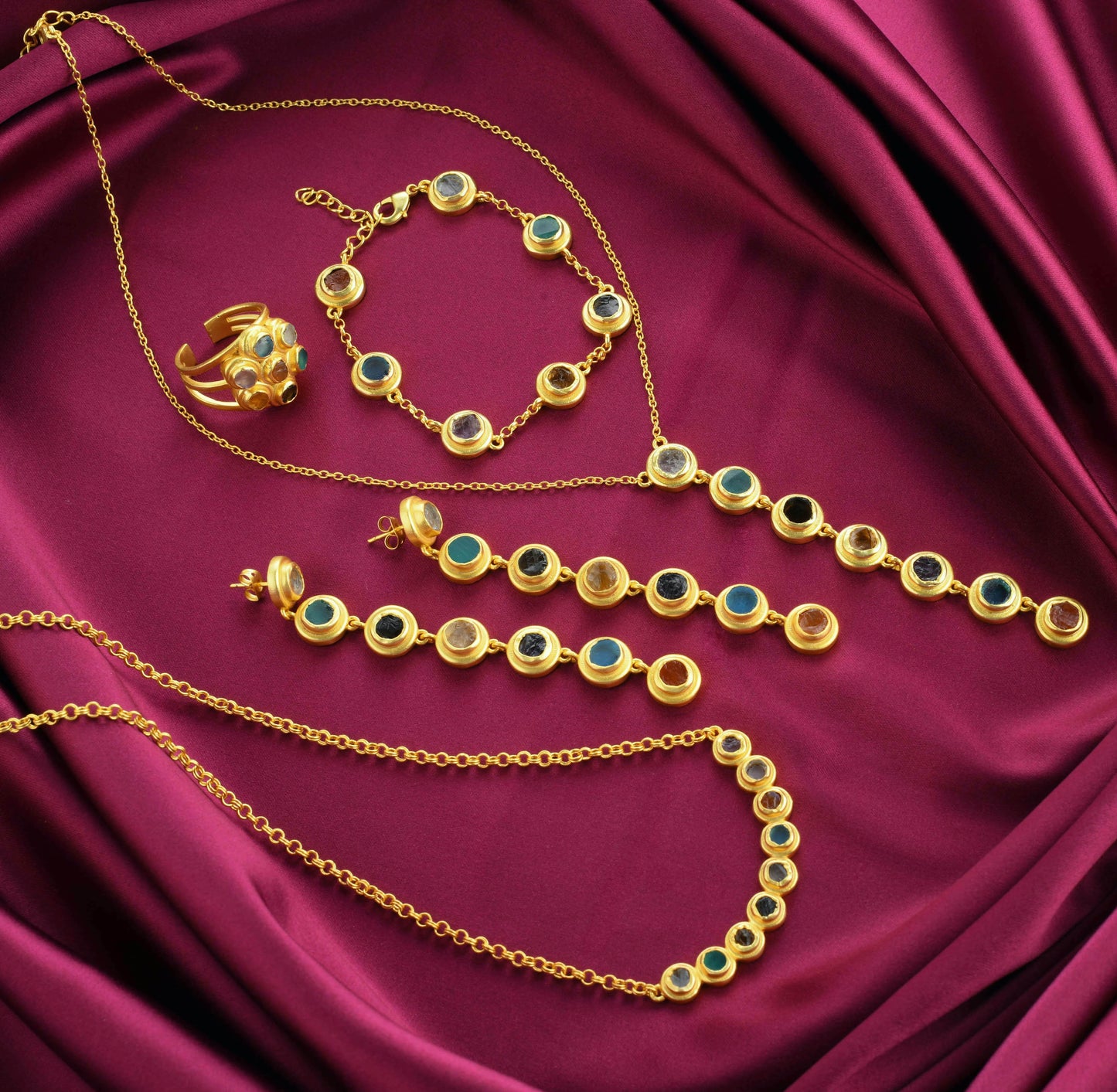 Raw Radiance Natural Uncut Semiprecious Stones Necklace