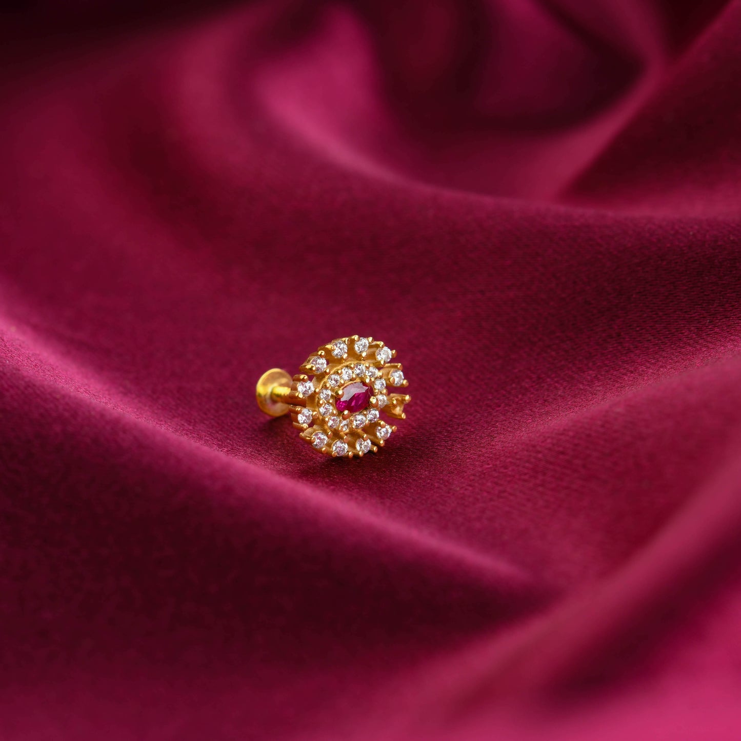 Rose Radiance CZ Gold Plated Silver Nose Pin