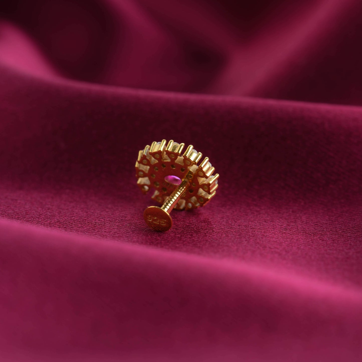 Rose Radiance CZ Gold Plated Silver Nose Pin