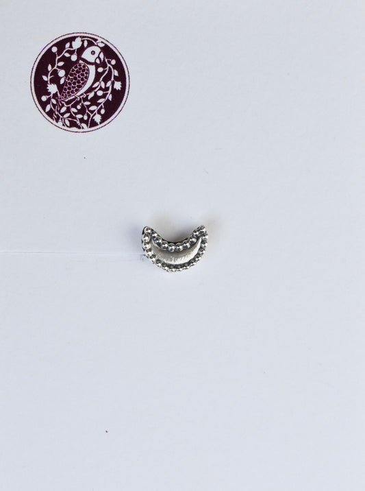 Crescent Moon Silver Nose Pin