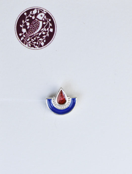 Festive Meena Silver Nose Pin