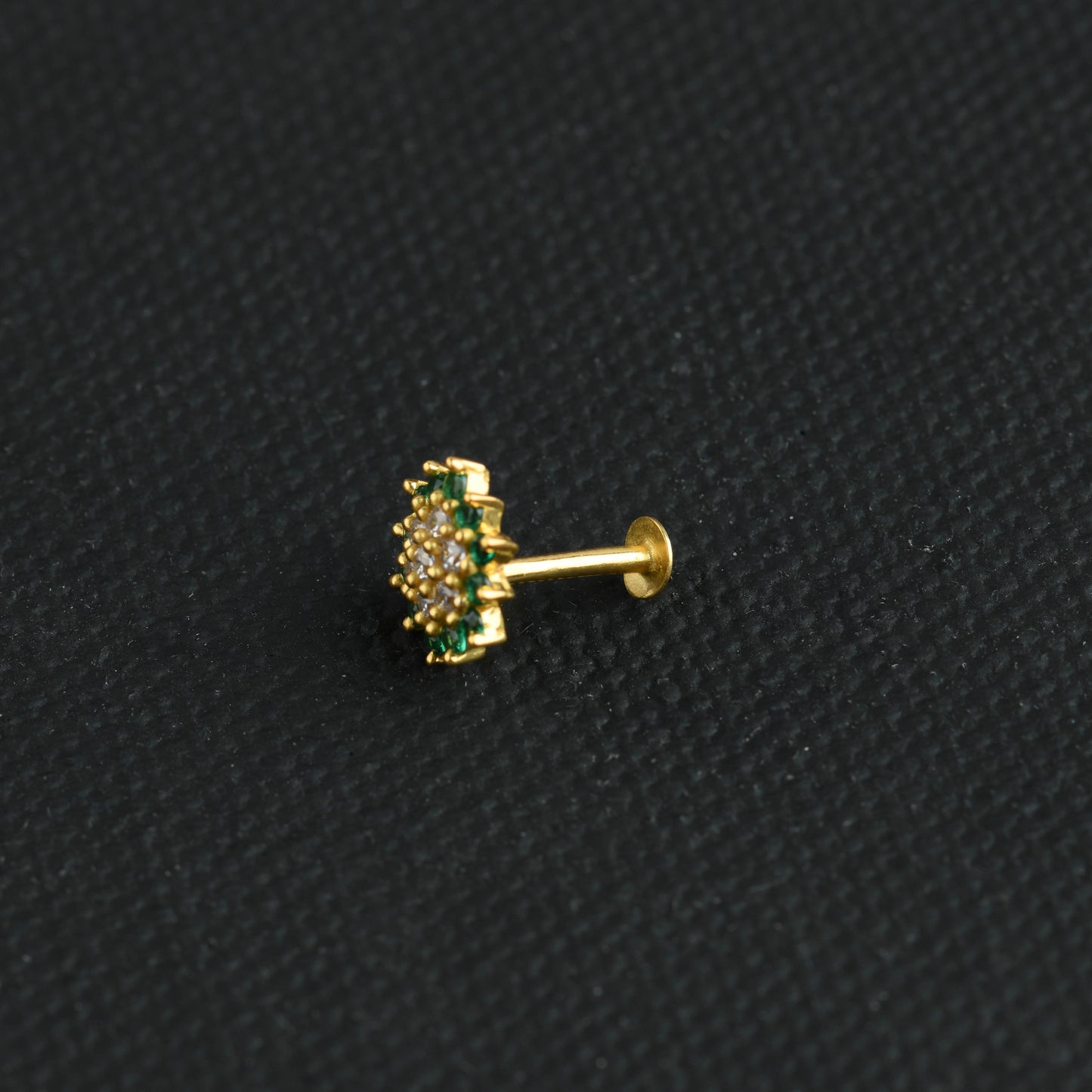 Mint CZ Gold Plated Silver Nose Pin