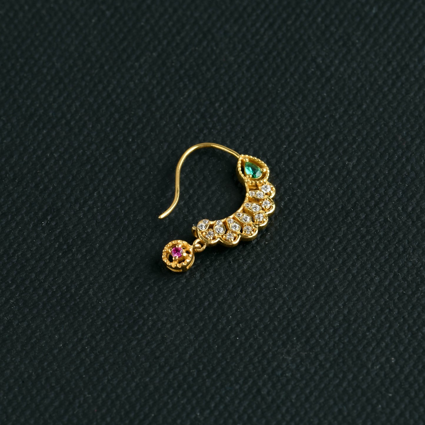 Silver CZ Silver Gold Plated Nath( Left Piercing )