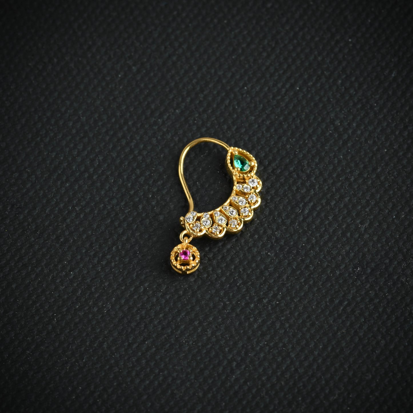 Silver CZ Silver Gold Plated Nath( Left Piercing )