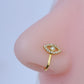 Evil Eye Gold Plated Silver Clip on Nose Pin