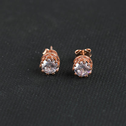Rose Gold Plated Silver Solitaire Studs
