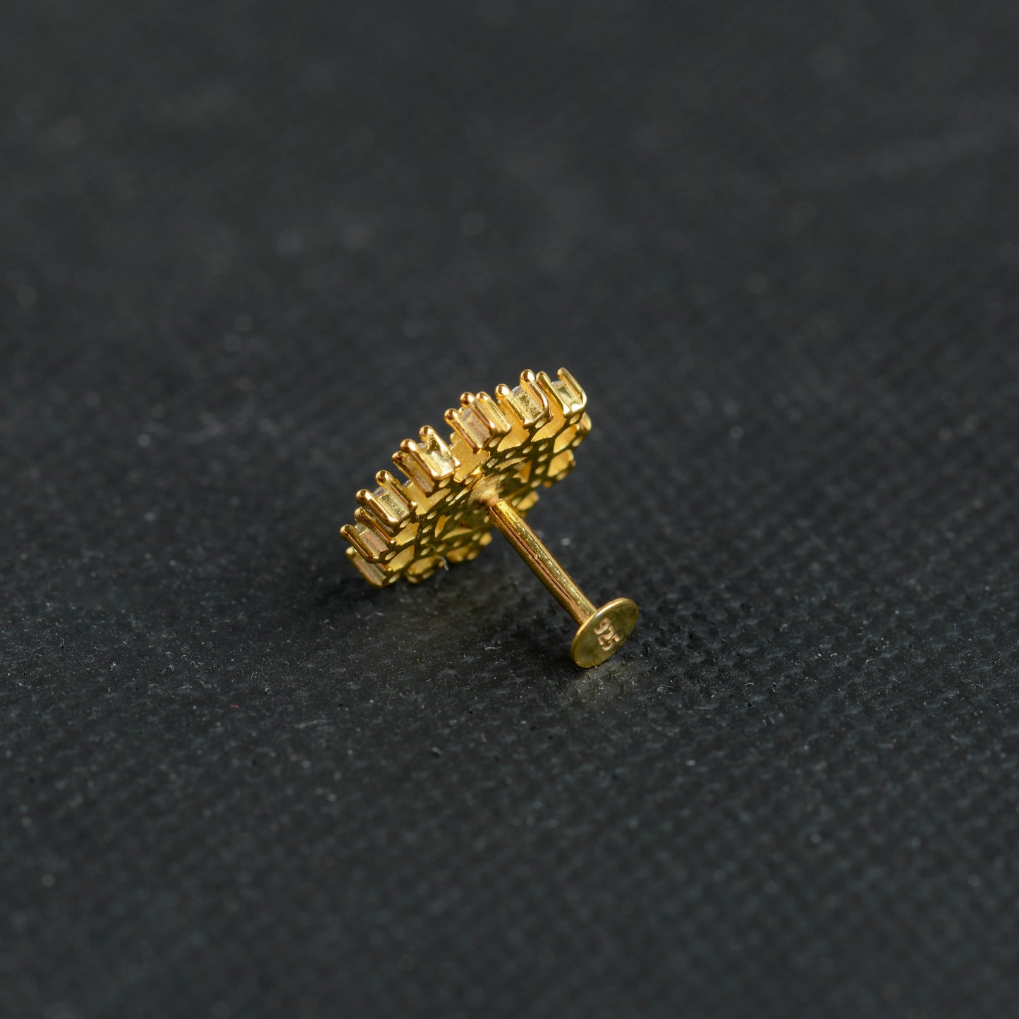 Dazzling Star CZ Gold Plated Silver Nose Pin